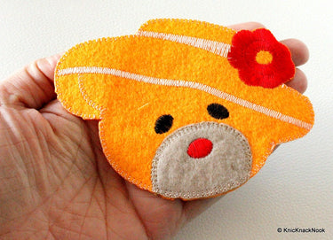 1 x Orange Bear Embroidered Applique Patch